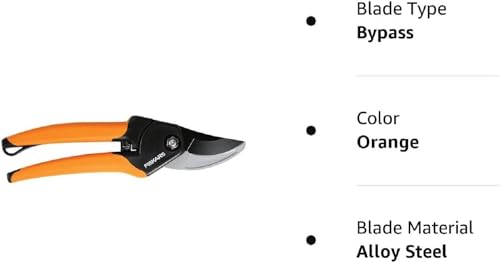 Fiskars Bypass Pruning Shears, 5/8-Inch Cut Capacity Garden Clippers, Gardening Scissors with Sharp, Rust Resistant Steel Blade