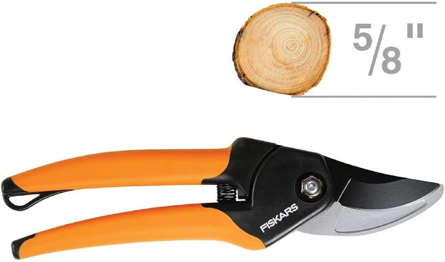 Fiskars Bypass Pruning Shears, 5/8-Inch Cut Capacity Garden Clippers, Gardening Scissors with Sharp, Rust Resistant Steel Blade