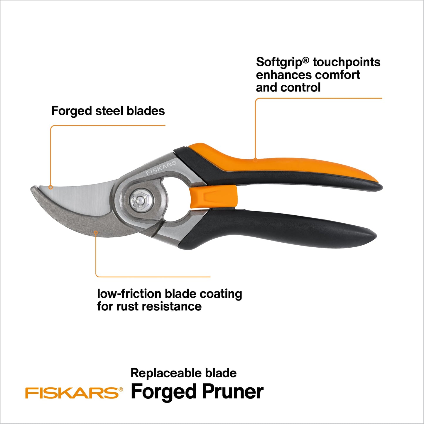 Fiskars Bypass Pruning Shears, 5/8-Inch Cut Capacity Garden Clippers, Gardening Scissors with Sharp, Rust Resistant Steel Blade