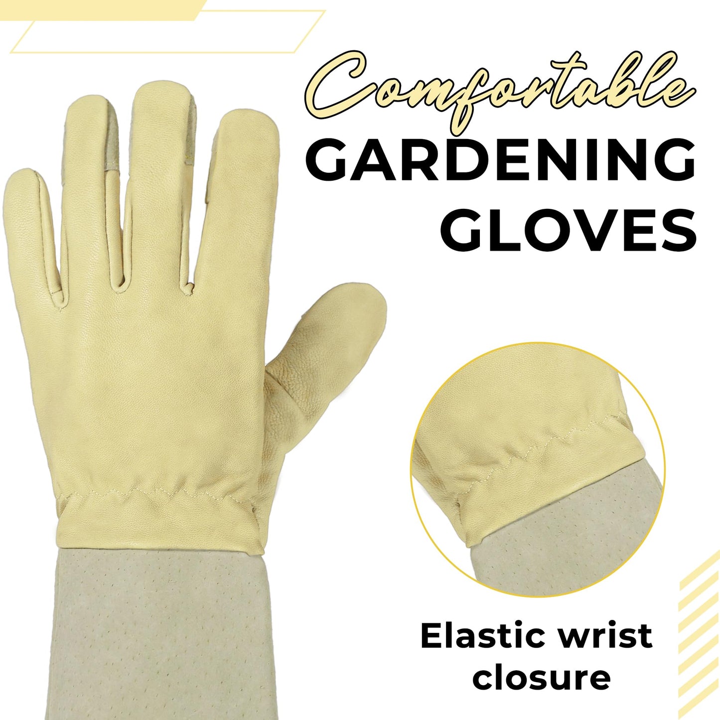 HANDLANDY Rose Pruning Gloves for Men & Women, Long Thorn Proof Gardening Gloves, Breathable Pigskin Leather Gauntlet, Best Garden Gifts & Tools for Gardener