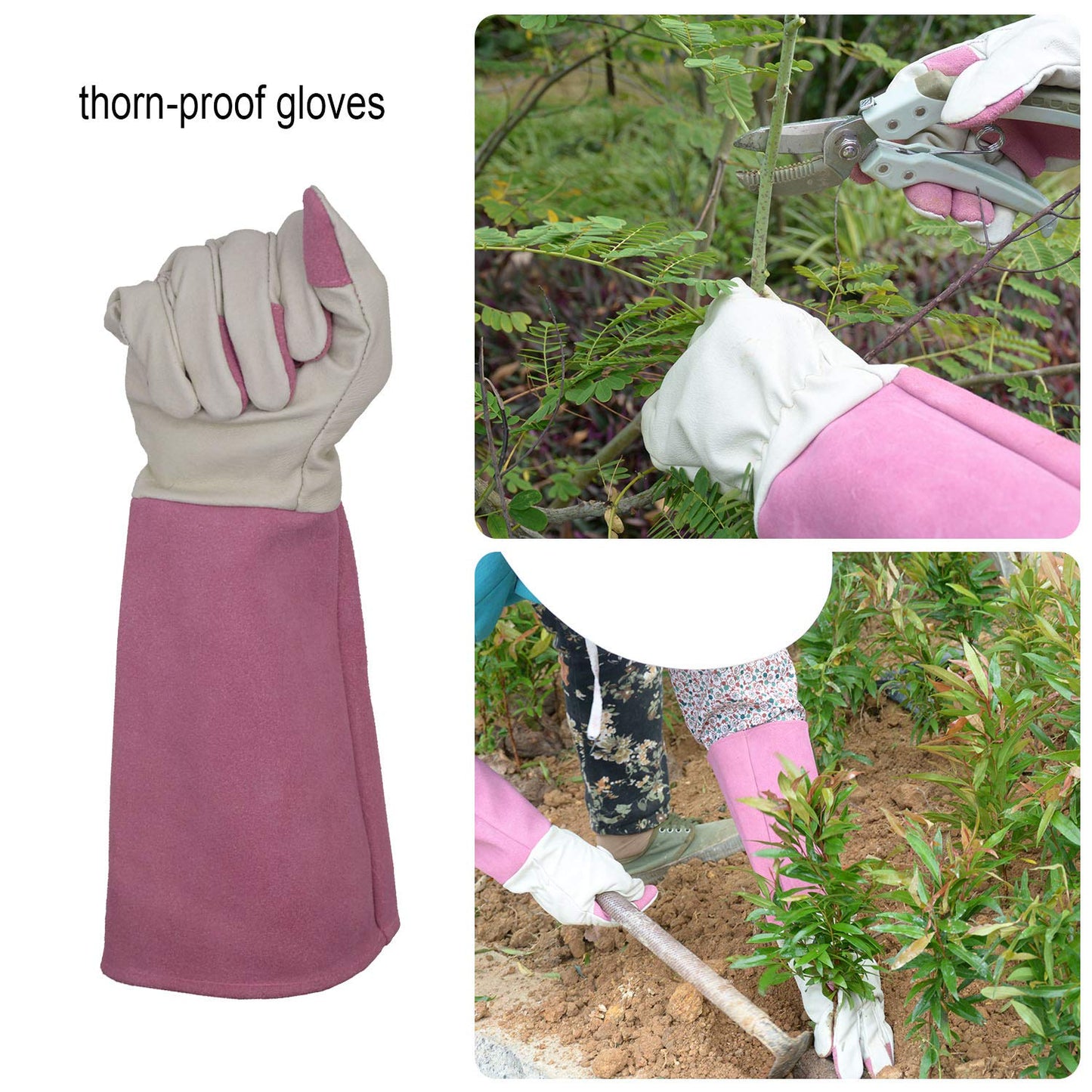 HANDLANDY Rose Pruning Gloves for Men & Women, Long Thorn Proof Gardening Gloves, Breathable Pigskin Leather Gauntlet, Best Garden Gifts & Tools for Gardener