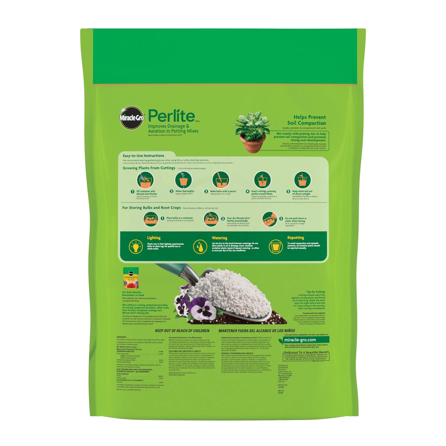 Miracle-Gro Perlite, Enriched with Plant Food, For Container Gardening, 8 qt. (3-Pack)