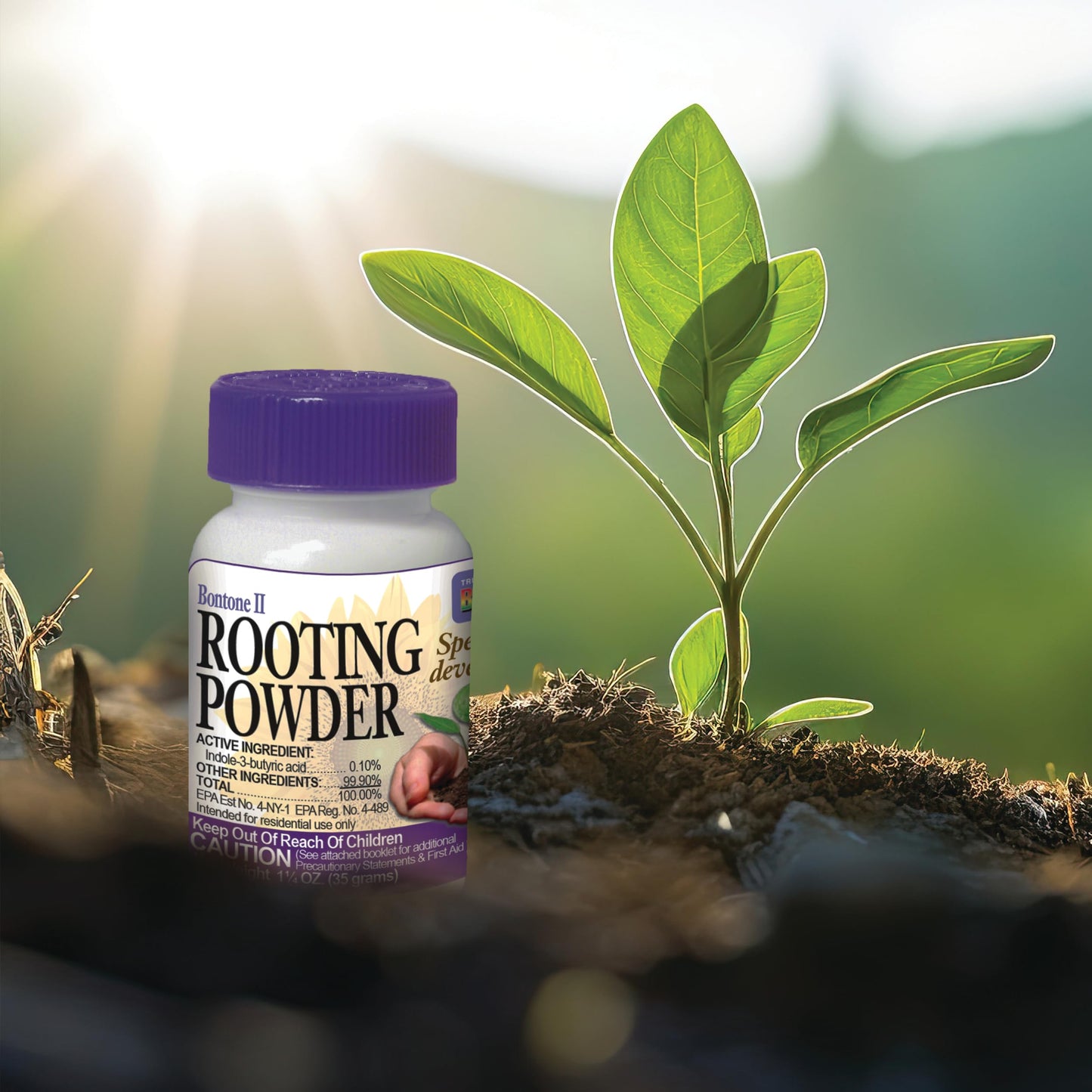 Bonide Bontone II Rooting Powder, 1.25 oz Ready-to-Use Dust for Houseplants and Transplants Speeds Root Development