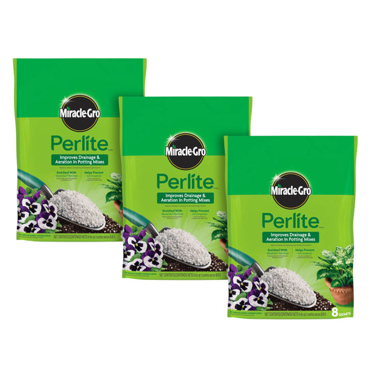 Miracle-Gro Perlite, Enriched with Plant Food, For Container Gardening, 8 qt. (3-Pack)